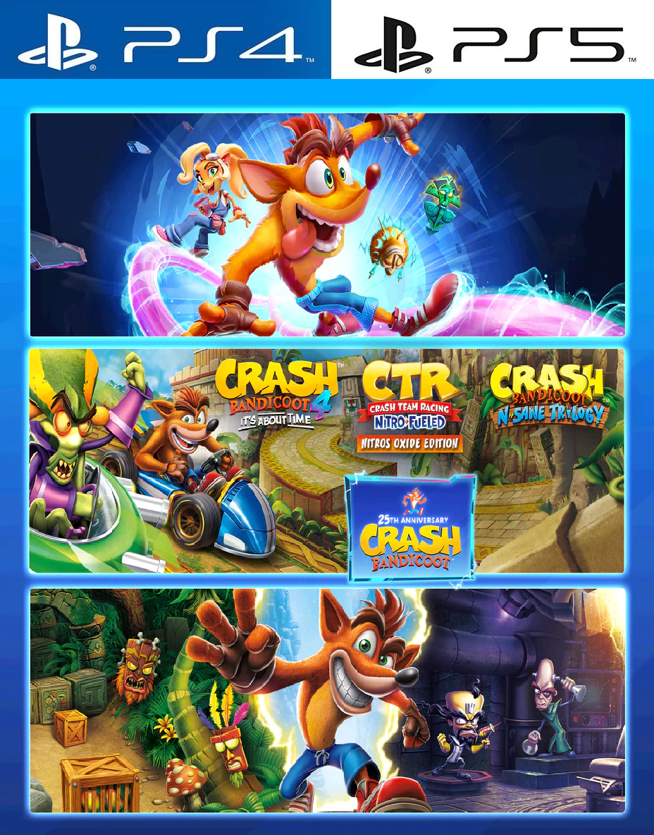 Crash Bandiccoot 4 + Crash Trilogy + Crash Nitro Crashiversary Pack PS4 | PS5